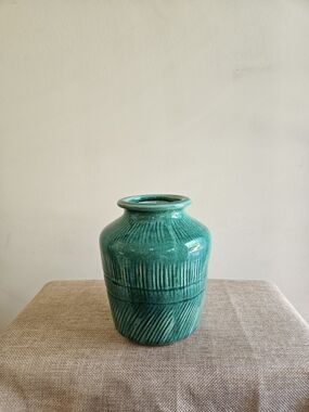 Pottery Teal Green Ceramic Accent Vase
